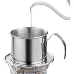 INF Dripper pour café verseuse en acier inoxydable 304 avec plaque de distribution et filtre métallique - extraction homogène, Argent