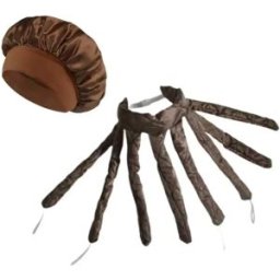 INF Ensemble 2 pièces de bigoudis sans chaleur avec bonnet en satin - Coiffage nocturne sans chaleur, design pieuvre pour café