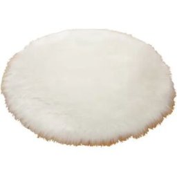 INF Tapis rond imitation peau de mouton - Blanc doux en laine synthétique, poils 5-6cm, pour canapé, chevet et chaises Petit