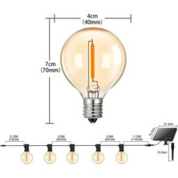 INF Guirlandes LED télécommandées solaires 24V 15M 25 ampoules +1 de rechange avec panneau solaire numérique et recharge USB