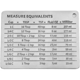 INF Tableau de Conversion des Mesures de Cuisson en Acier Inoxydable - Outil de Cuisine