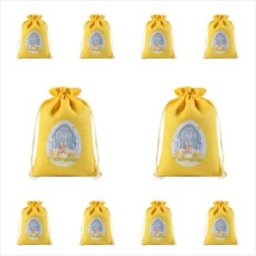 INF Sacs à friandises de Pâques 2026, Sachets cadeaux en toile de jute avec cordon de serrage pour les fêtes de Pâques - Lot de Jaune
