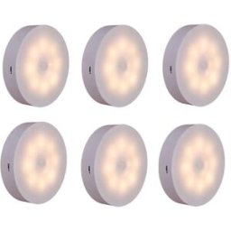 INF Éclairage LED magnétique rechargeable activé par mouvement Pack de 6 - Capteur PIR USB, 300mAh Blanc chaud