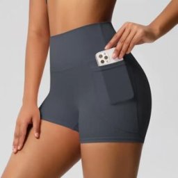 INF Lot de 2 shorts à poche avec étiquette en anglais - Shorts de yoga taille haute en nylon brossé avec poche latérale Gris M
