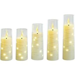 INF Ensemble de Bougies LED Sans Flamme avec Télécommande (5pcs) - Or, Fonctionne sur Piles