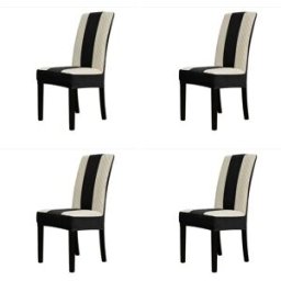 INF Housses de chaise patchwork diamant extensibles (lot de 4) - Jacquard polyester, coupe universelle entièrement élastique, Le noir