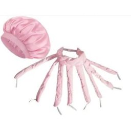 INF Ensemble 2 pièces de bigoudis sans chaleur avec bonnet en satin - Coiffage nocturne sans chaleur, design pieuvre pour Rose