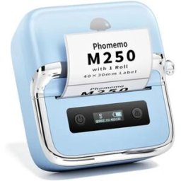 INF Imprimante d'étiquettes thermique portable - Bluetooth 5.2, 203dpi, USB-C rechargeable, compatible avec iOS Android Windows Bleu