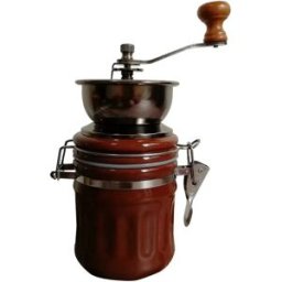 INF Moulin à café manuel rétro en céramique marron - Broyeur à manivelle, pot hermétique rond pour usage domestique