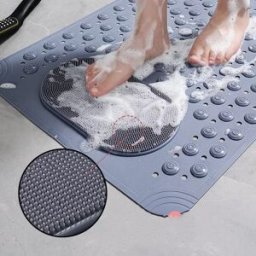 INF Tapis de bain antidérapant en PVC M Gris foncé