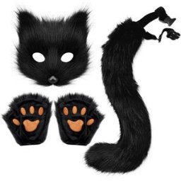INF Ensemble de Costume de Masque de Renard en Peluche pour Halloween - Comprend Masque, Queue et Pattes