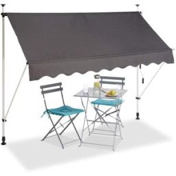 Bc-elec - HHYVA2512-ant Auvent rétractable manuel store banne marquise pour patio & terrasse 250x120cm gris antracite