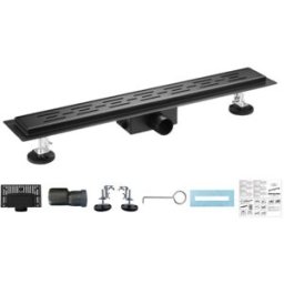 Bc-elec - 06-70-B Caniveau de douche 70cm en inox black matt, sterfput de douche, hauteur ajustable 98-142mm