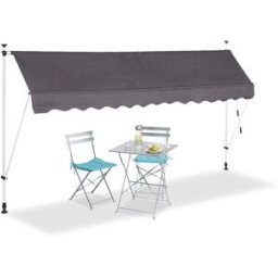 Bc-elec - HHYVA3512-ant Auvent rétractable manuel store banne marquise pour patio & terrasse 350x120cm gris antracite