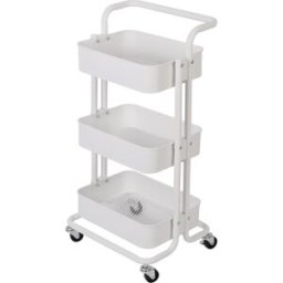 Bc-elec - HT2-SH3M-WHITE Chariot de Service à roulettes en métal, Desserte de cuisine, salle de bains, Servante 3 étages avec freins