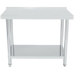 Bc-elec - WT2448B Table de cuisine, plan de travail avec rebord en inox 120x60cm, idéal cuisine, restaurant, gastronomie, table de découpe