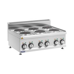 Cuisinière électrique professionnelle - 12 kW - 6 plaques - 90 x 65 cm - Pro 650 Series - Royal Catering