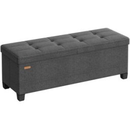 SONGMICS Banc Pouf de Rangement avec Pieds, Gris ardoise / 110L cm