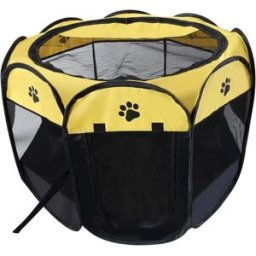 INF Tente de maternité pliable pour animaux – Tissu Oxford, enclos de mise bas intérieur/extérieur et niche portable pour chiens S Jaune