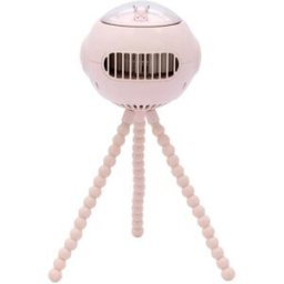 INF Ventilateur portable sans pales oscillant Octopus à huit bras avec musique et tête oscillante - rechargeable USB, vitesses Rose