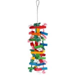 INF Petit jouet à mâcher pour perroquet 12x40cm (400g) - Polycoton et bois pour râpage du bec et soulagement de l'ennui