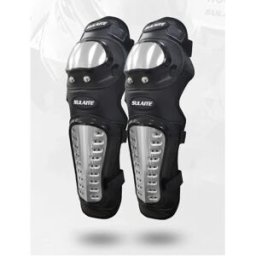 INF Coudières longues moto en acier inoxydable - Protection absorbante en EVA et néoprène, sangles Velcro réglables