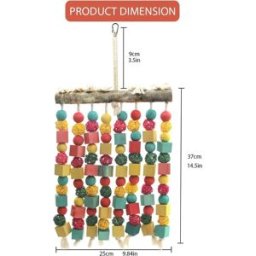 INF Jouet à mâcher pour perroquet - Jouet suspendu multicolore en polyester-coton et bois pour le conditionnement du bec et
