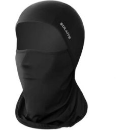 INF Cagoule de moto protection solaire - Tissu soie glacée rafraîchissant, haute élasticité respirante, bordures renforcées, Le noir