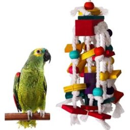 INF Jouet à mâcher pour oiseau 16x35cm - Jouet pour perroquet en bois et polyester-coton pour usure du bec et jeu interactif