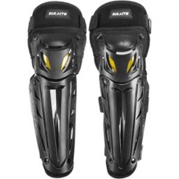INF Protège-genoux moto long - Coque rigide PP + Nylon, Protection triple, Boucles à dégagement rapide, Bandes réfléchissantes