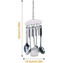 INF Jouet à mâcher pour perroquets en acier inoxydable avec cloche – Jouet suspendu puzzle pour perroquets moyens à grands,