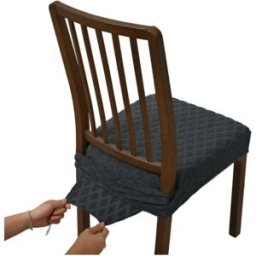 INF Lot de 4 housses de tabouret jacquard diamant double-élastique - Housses antidérapantes en polyester avec sangle à boucle Gris foncé