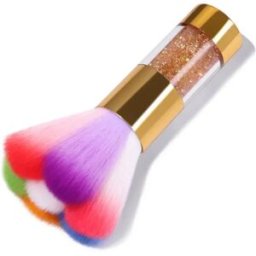 INF Brosse à poussière pour ongles avec poignée strass - Poils en fibre doux, manche acrylique, multicolore, 10.7cm x 5cm