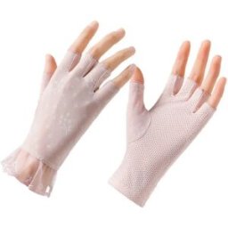 INF Gants demi-doigts en dentelle - respirants, haute protection UV, coupe élastique confortable Rose clair