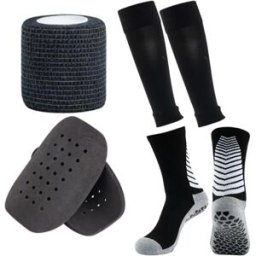 INF Ensemble protège-tibias football avec coquille dure, sangle élastique et chaussettes antidérapantes - Manchon à poche Le noir