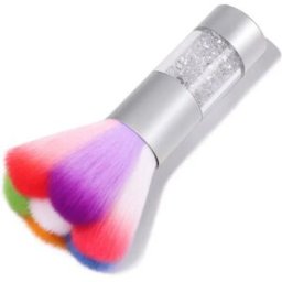 INF Brosse à poussière pour ongles multicolore avec manche acrylique serti de strass - Poils en fibre douce pour nettoyage