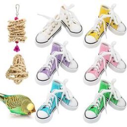 INF Jeu de 8 jouets à mâcher pour perroquets - Polyester et tissage de paille, conditionnement du bec et soulagement de