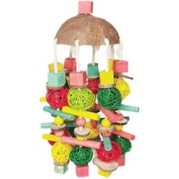 INF Jouet à mâcher pour perroquet - Coton polyester et bois interactif anti-ennui, 35cm x 15cm x 7cm, couleurs mixtes