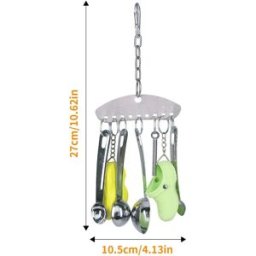 INF Jouet à mâcher pour perroquets en acier inoxydable avec clochette suspendue - résistant aux morsures, pour perroquets