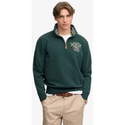 Superdry Homme Sweat Gothic Varsity Half Zip Coupe Décontractée Green Taille: M