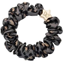 By Eloise London Gold Star Silk Scrunchie couleur Grey Leopard