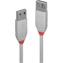 LINDY Câble USB USB 2.0 USB-A mâle, USB-A femelle 5.00 m gris étamé 36715