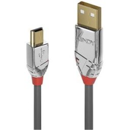 LINDY Câble USB USB 2.0 USB-A mâle, USB-Mini-B mâle 7.50 m gris blindage double 36635