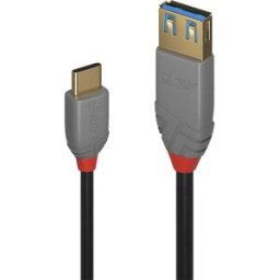 LINDY Câble USB USB 3.2 Gen1 USB-A femelle, USB-C® mâle 0.15 m noir blindage triple 36895
