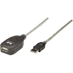Manhattan Câble USB USB 2.0 USB-A mâle, USB-A femelle 5.00 m transparent actif avec amplification du signal 519779