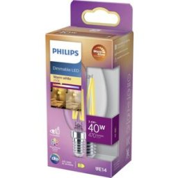 Philips LED 871951432421300 LED CEE D (A - G) E14 forme de flamme 3.4 W = 40 W blanc chaud (Ø x H) 35 mm x 97 mm à intensité variable (Dim to Warm) 1 pc(s)