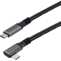 Maxtrack Câble USB USB 3.2 Gen2x2 USB-C® mâle 1 m noir connecteur utilisable des deux cotés, contacts dorés, coudé à 90° vers la gauche C531-1WL