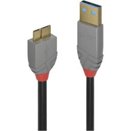 LINDY Câble USB USB 3.2 Gen1 USB-A mâle, USB-Micro-B 3.0 mâle 2.00 m noir étamé 36767
