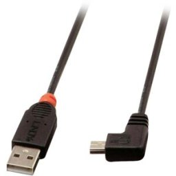 LINDY Câble USB USB 2.0 USB-A mâle, USB-Mini-B mâle 2.00 m noir coudé à 90° vers la droite 31972