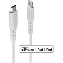 LINDY Câble USB USB 2.0 Connecteur Lightning , USB-C® mâle 1.00 m blanc blindé 31316
